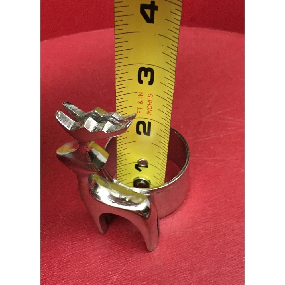 Silver Reindeer Napkin Ring Holder‎ Christmas Cabin Core Set of 8
